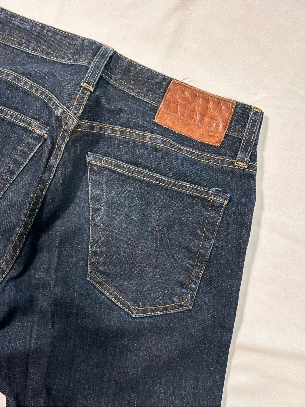 Ag Adriano Goldschmied Slim Straight Stretch Dark Wash Blue Jeans